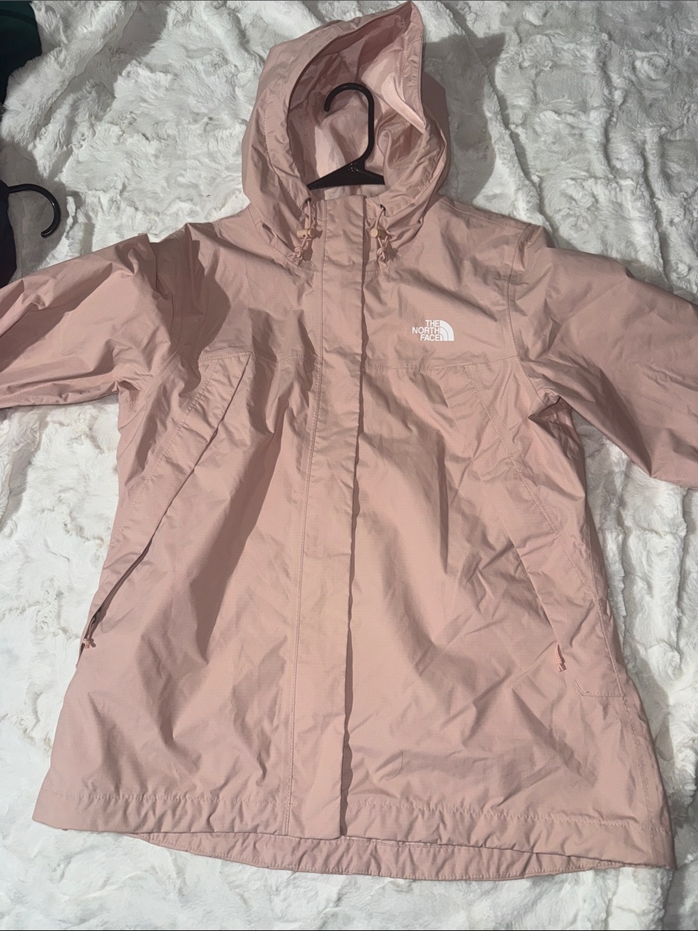 The North Face Women's Pale Pink Hooded Trench Raincoat